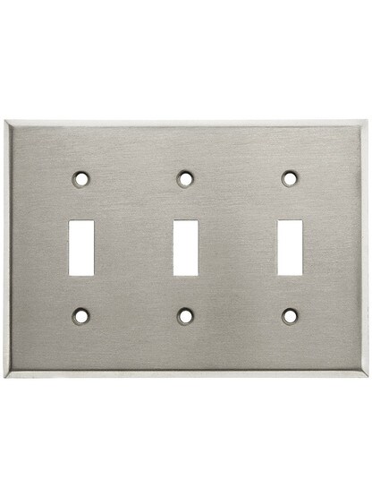 Classic Triple Toggle Switch Plate In Stainless Brushed.